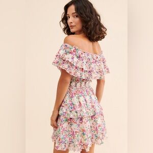 BTFL-LIFE Off Shoulder Ruffle‎ Embroidered Dress